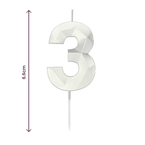 Whisk Silver Faceted Number 3 Candle image number 5