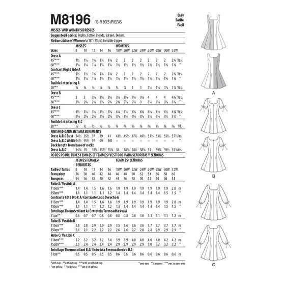 McCall's Women's Dresses Sewing Pattern M8196 (B5 8-16) image number 2