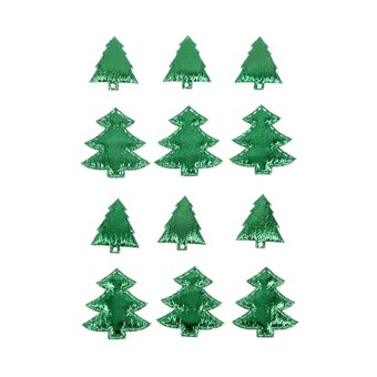 Green Foil Tree Puffy Stickers 12 Pack