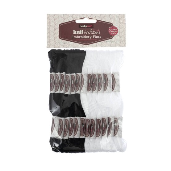 Black and White Embroidery Floss 8m 12 Pack image number 3