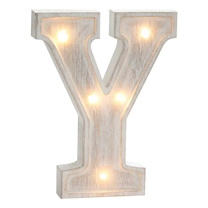 White Washed Wooden LED Letter Y 21cm image number 1
