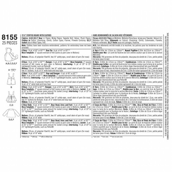 Simplicity Stuffed Bears Sewing Pattern 8155 image number 3