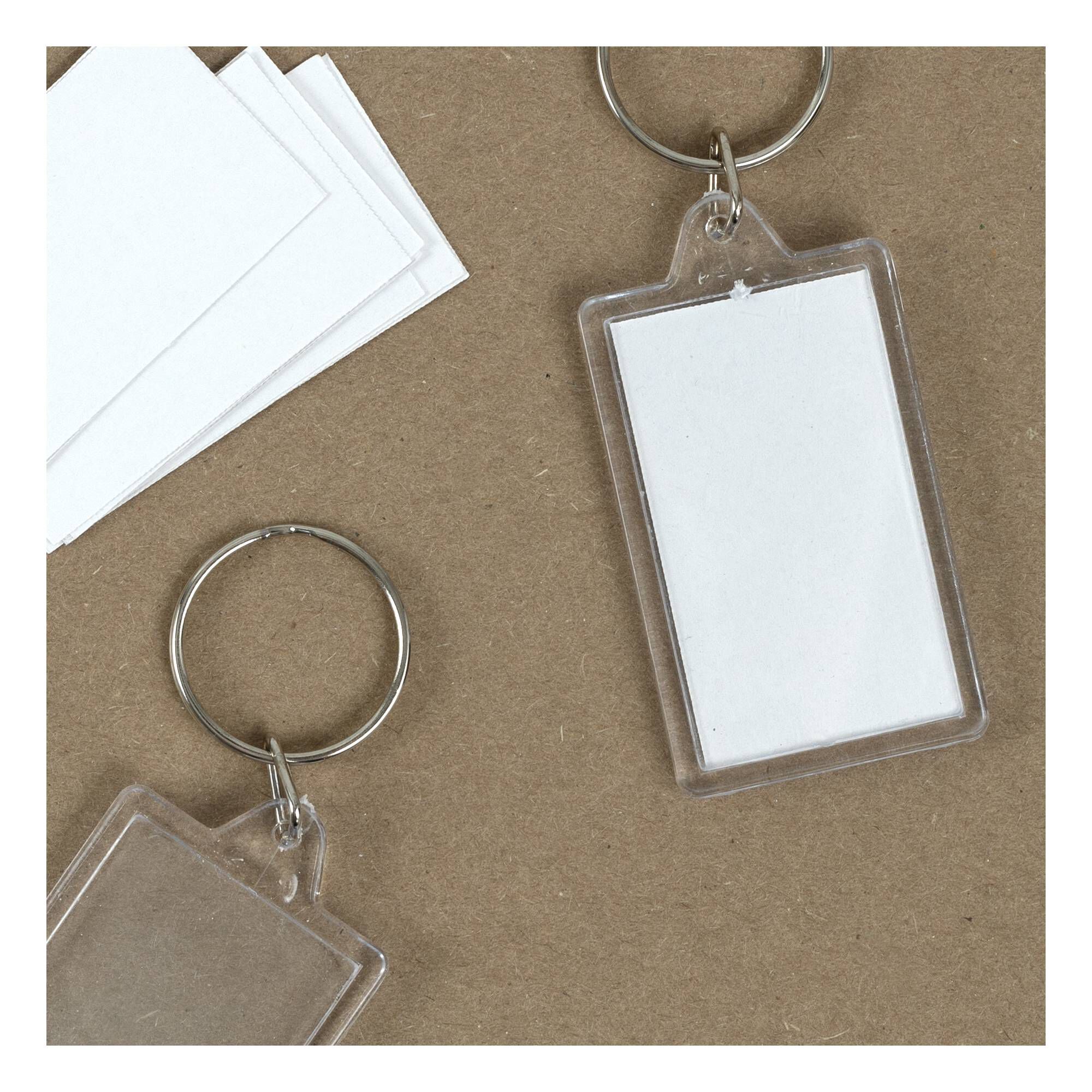 Clear Rectangle Keyrings 10 Pack Hobbycraft
