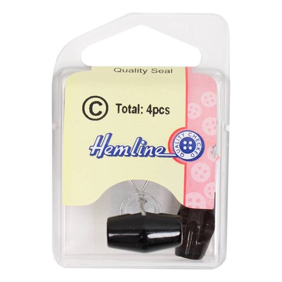 Hemline Black Basic Barrel Button 4 Pack image number 2