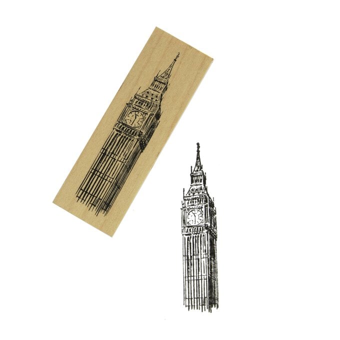 Big Ben Wooden Stamp 2.5cm x 7.6cm image number 1