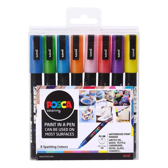 Uni Posca PC-1M Paint Art Marker Pens - Fabric Glass Metal Pen - 12 Color  Set