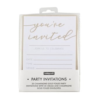 Champagne Gold Foil Party Invitations 20 Pack image number 3