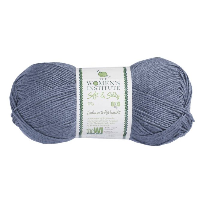 Women's Institute Slate Soft and Silky 4 Ply Yarn 100g