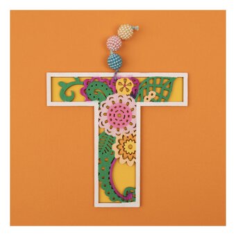 Wooden Filigree Hanging Letter T 12cm