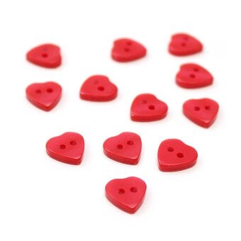 Hemline Red Basic Hearts Button 12 Pack