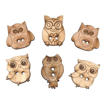 Trimits Wooden Owl Buttons 6 Pieces