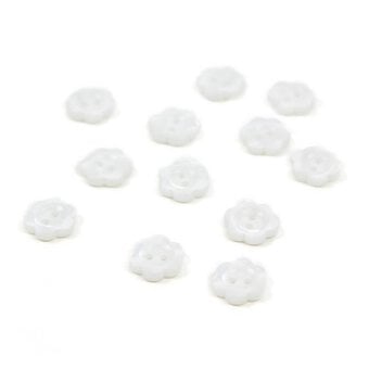 Hemline White Basic Flower Button 12 Pack