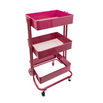 Dusty Pink Three Tier Storage Trolley