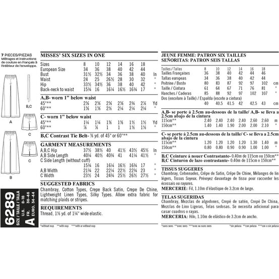 New Look Women's Shorts and Trousers Sewing Pattern 6289 image number 3