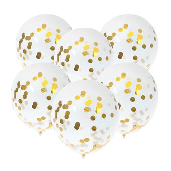 Gold Confetti Balloons 6 Pack