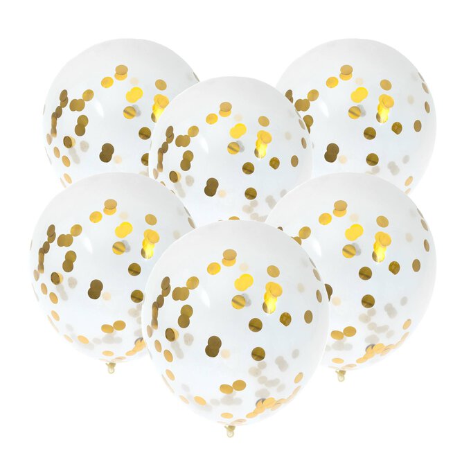 Gold Confetti Balloons 6 Pack image number 1
