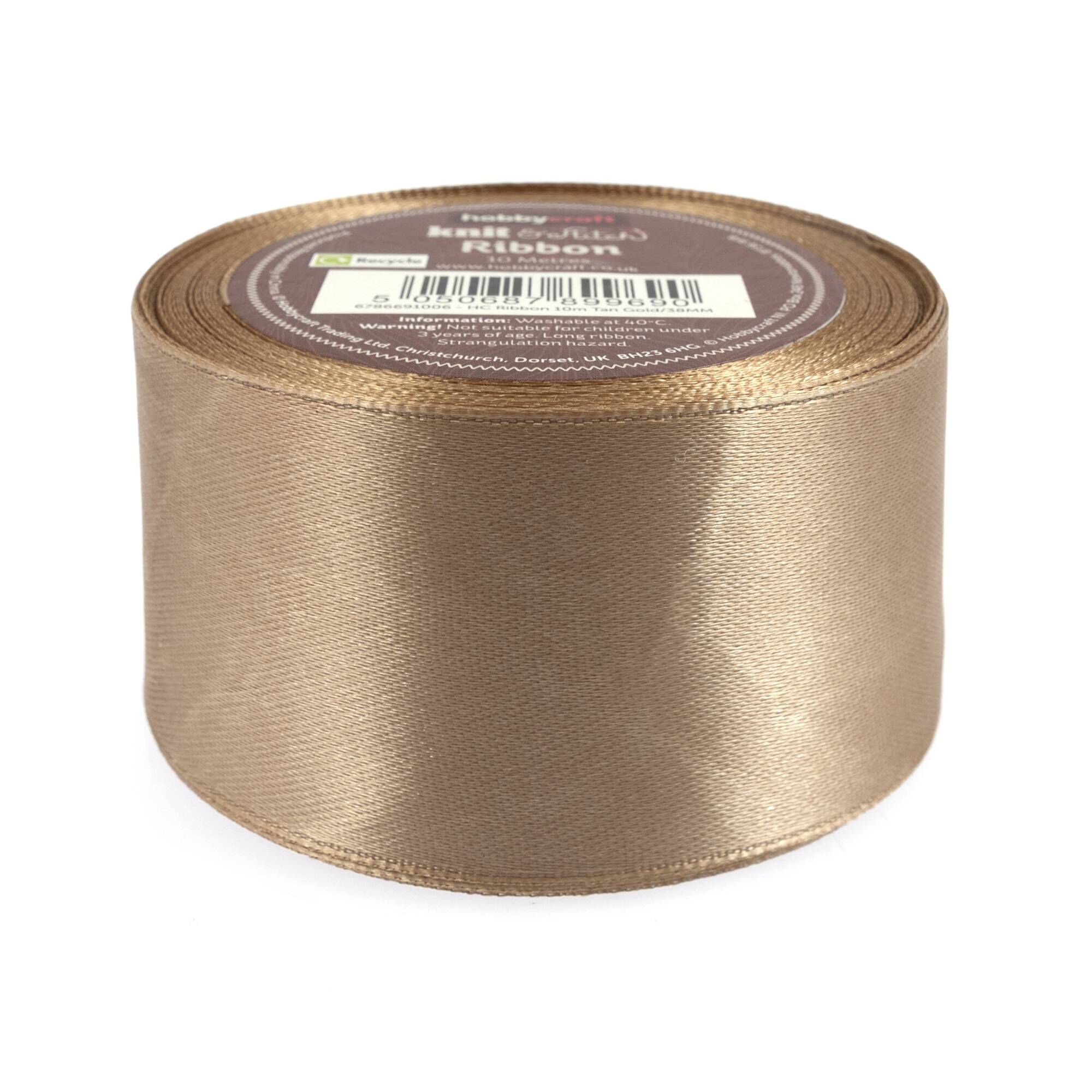 Tan Gold Satin Ribbon 38mm x 10m | Hobbycraft