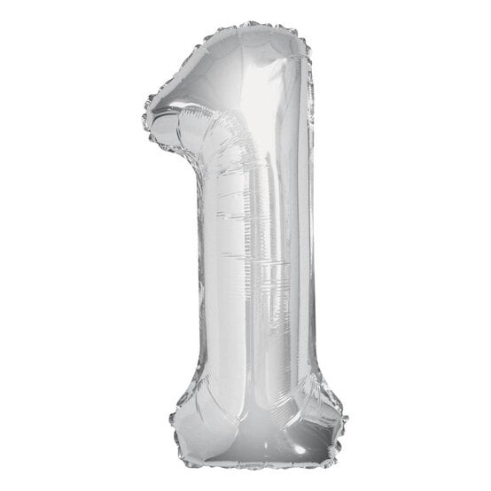 Extra Large Silver Foil 1 Balloon image number 1