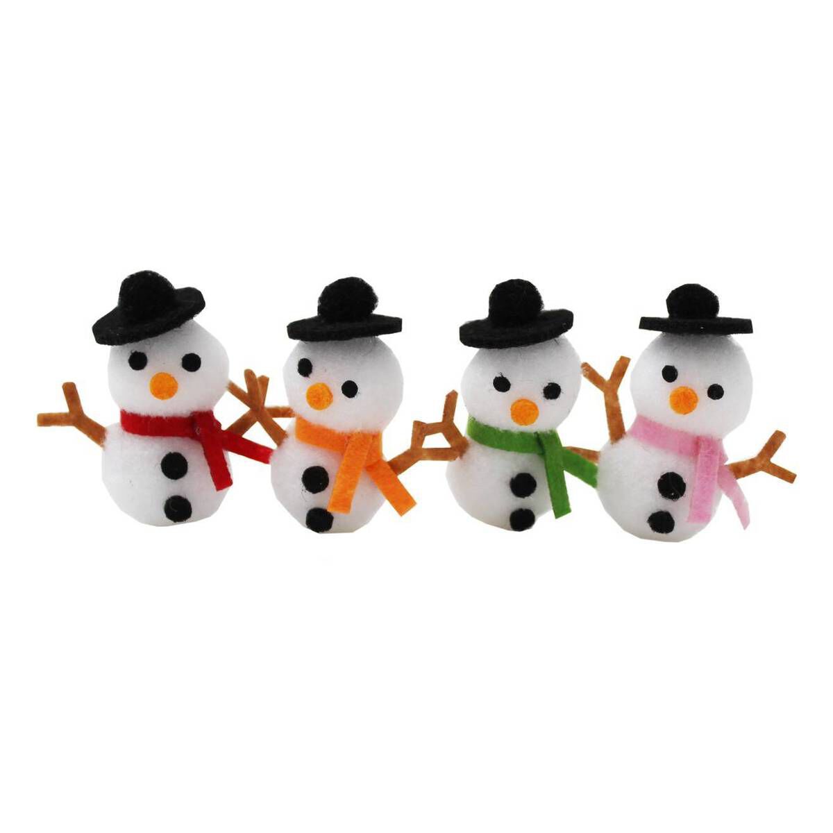 Snowmen with Scarves 4.5cm 4 Pack Hobbycraft