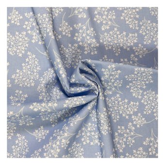 V&A Pressed in Time Blue Sprig Cotton Fabric by the Metre