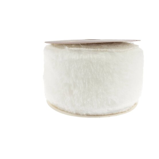White Fur Wire Edge Ribbon 63mm x 3m image number 5