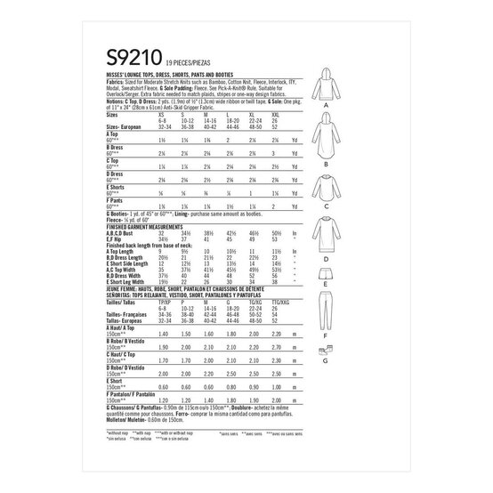 Simplicity Pyjamas and Loungewear Sewing Pattern S9210 (XS-XXL) image number 2