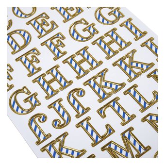 Blue Stripe Alphabet Chipboard Stickers 119 Pieces