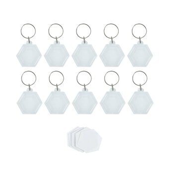 Clear Hexagon Keyrings 10 Pack