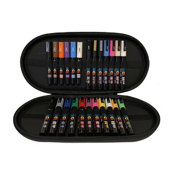 Uni Posca PCF-350 Brush Tip Paint Marker Pen Set - Black & White - Made In Japan