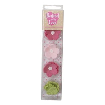 Baked With Love Flower and Leaf Sugar Toppers 12 Pack