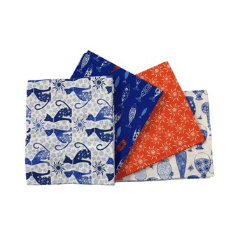 Grecian Blues Aegean Sun Cotton Fat Quarters 4 Pack