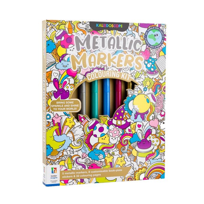 Kaleidoscope Metallic Markers Colouring Kit image number 1