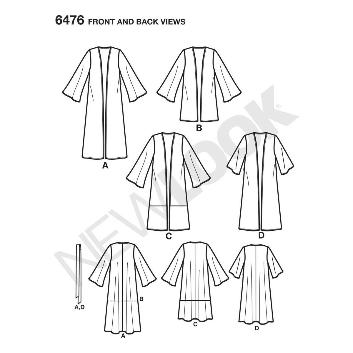 New Look Women's Kimono Sewing Pattern 6476 Hobbycraft