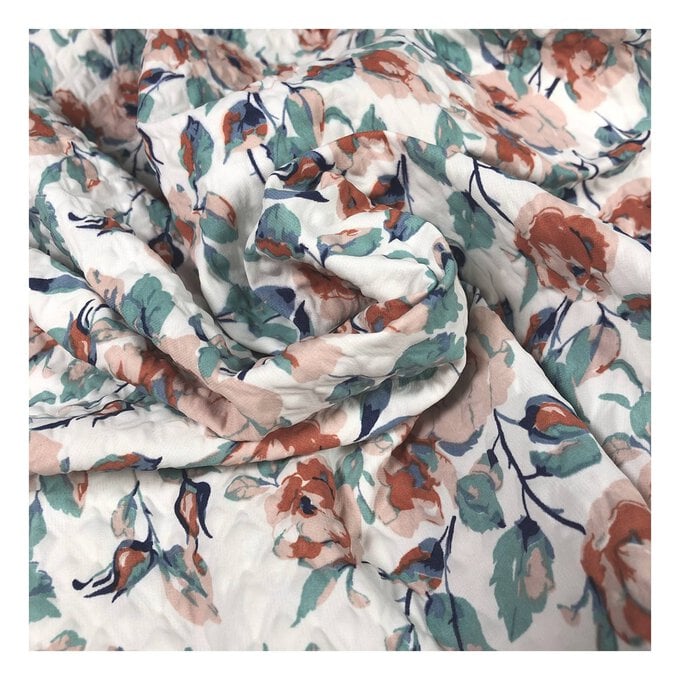 Cream Soft Pleat Floral Fabric by the Metre image number 1