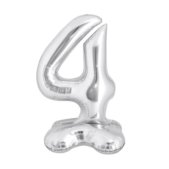 Standing Silver Number 4 Balloon 1m  image number 1