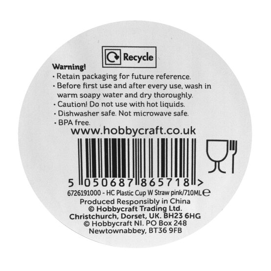 Pink Plastic Cup with Straw image number 5