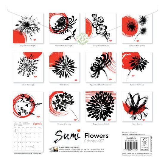 Sumi Flowers Wall Calendar 2027 image number 4