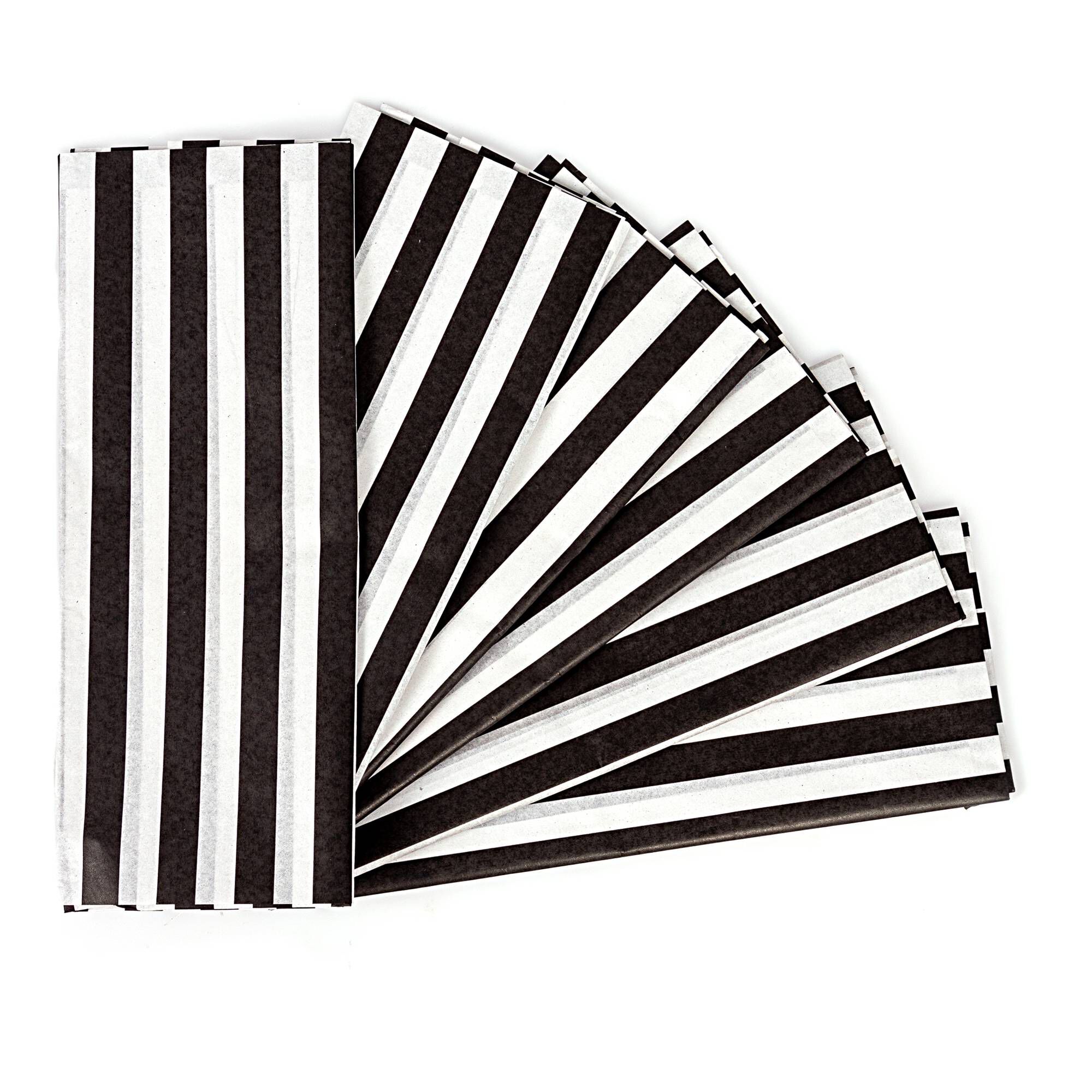 Black and White Stripe Printed Tissue Paper 50cm x 75cm 6 Pack Hobbycraft