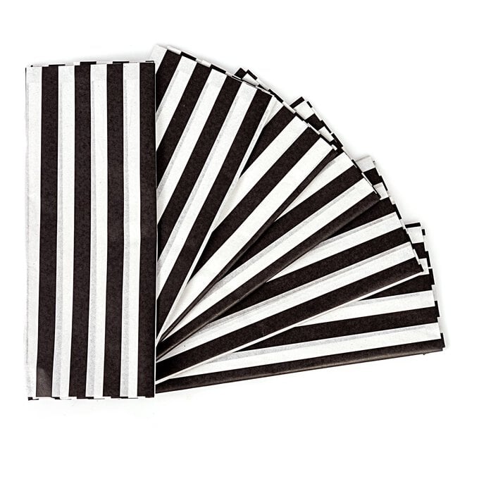 Black and White Stripe Printed Tissue Paper 50cm x 75cm 6 Pack image number 1