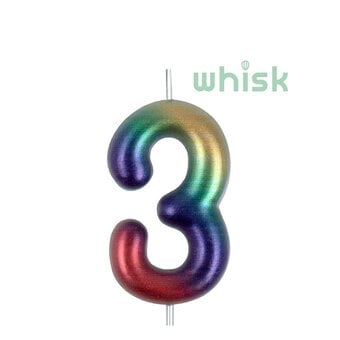 Whisk Metallic Rainbow Number 3 Candle
