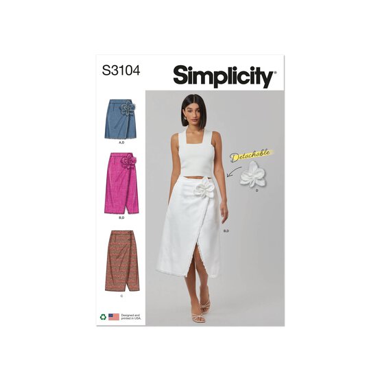 Simplicity Women’s Wrap Skirts Sewing Pattern S3104 (8-16) image number 1