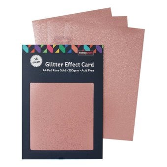 Rose Gold Glitter Effect Card A4 16 Sheets