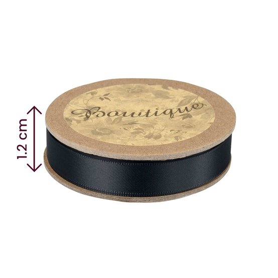 Black Double-Faced Satin Ribbon 12mm x 5m image number 4