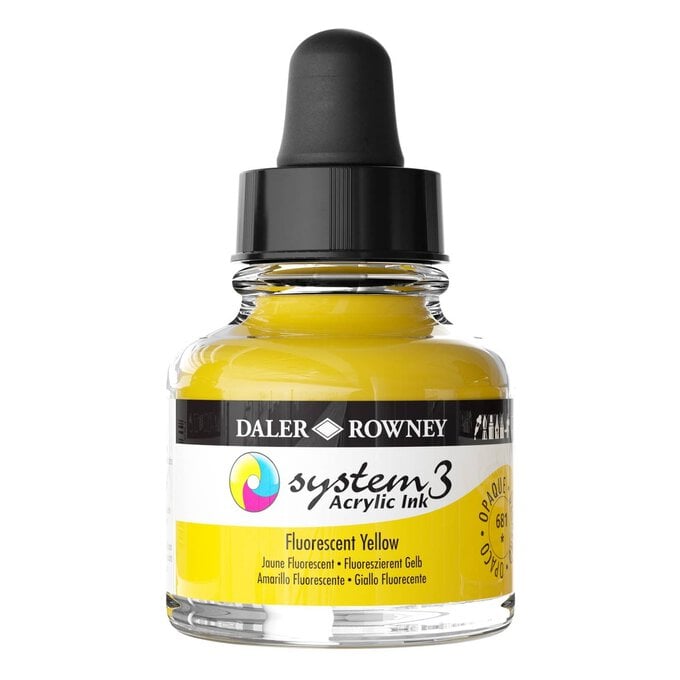 Daler-Rowney System3 Fluorescent Yellow Acrylic Ink 29.5ml image number 1