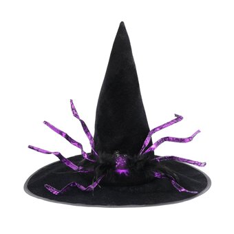 Black Witch&rsquo;s Hat with Purple Spider 45cm