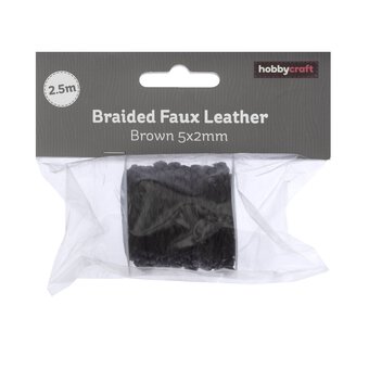 Brown Braided Faux Leather 2.5m