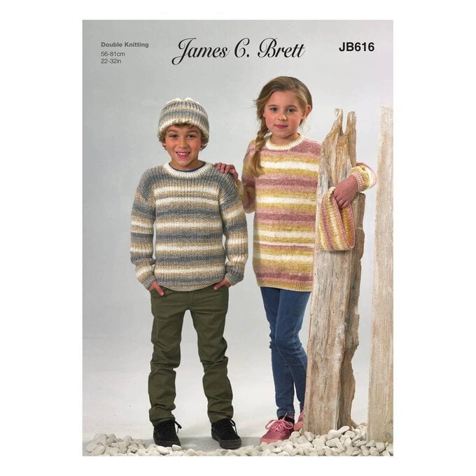 James C Brett Driftwood Jumpers and Hat Pattern JB616 image number 1