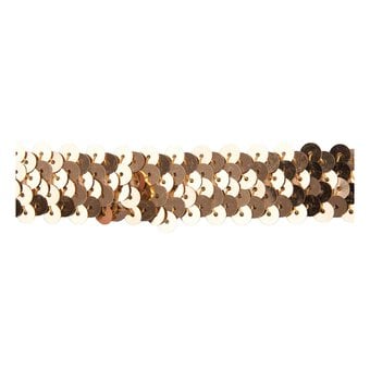 Gold 20mm Sequin Stretch Trim by the Metre image number 2