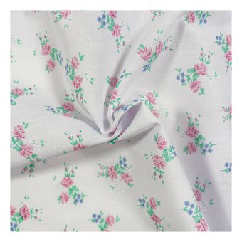 Pink Floral Delight Polycotton Fabric by the Metre