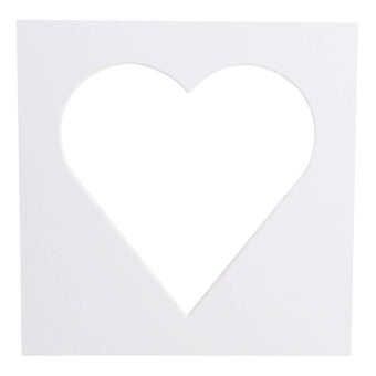 Iced White Single Heart Aperture Mount 8 x 8 Inches